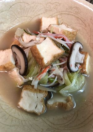 塩コショウだけ！厚揚げとカニかまの煮物-レシピのメイン写真