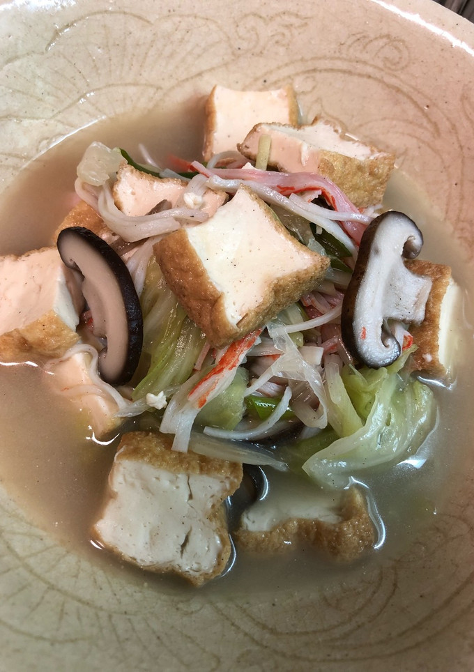 塩コショウだけ！厚揚げとカニかまの煮物-レシピのメイン写真