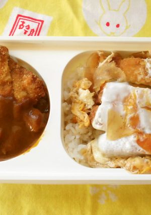 1枚のカツで、かつ丼・カツカレー合い盛り-レシピのメイン写真