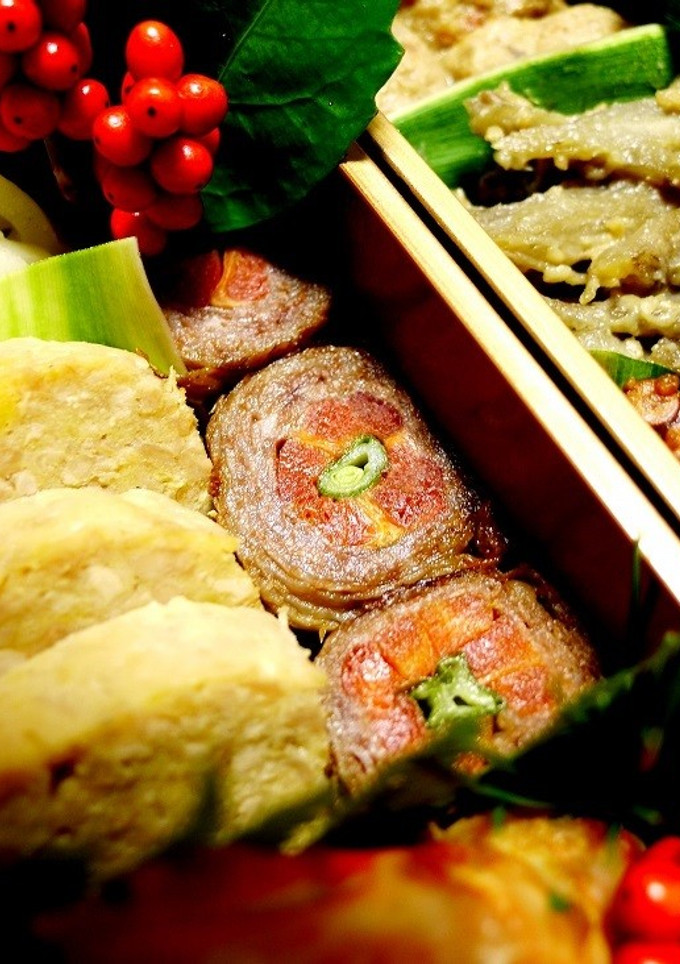 いんげんと人参の牛肉の華巻き　おせち料理-レシピのメイン写真
