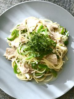 ランチにも!ねぎとピーマンの塩麹パスタ-レシピのメイン写真