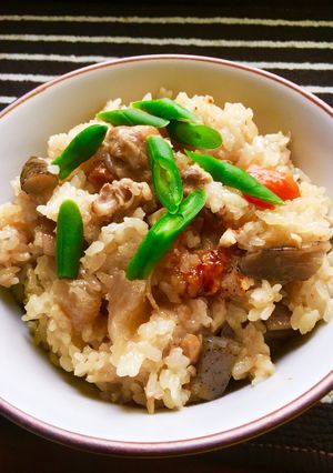 煮しめ&切餅の残り⇒餅おこわ炊き込みご飯-レシピのメイン写真