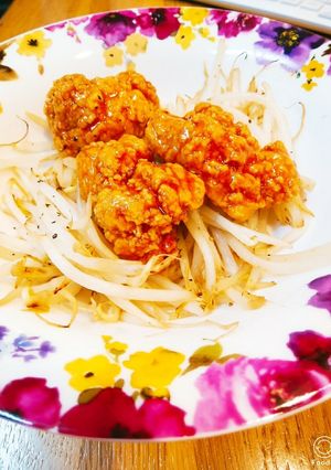 ズボラ飯♡もやしのたれづけ唐揚げのせ-レシピのメイン写真