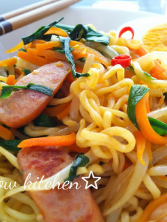 サッポロ一番アレンジ☆ピリ辛みそ焼きそば-レシピのメイン写真