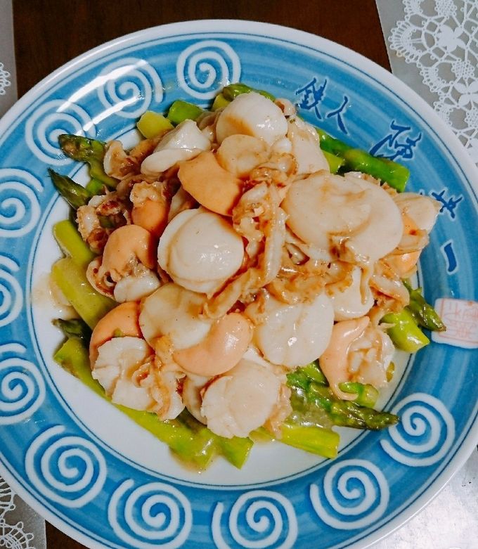 簡単中華～ホタテとアスパラの塩炒め-レシピのメイン写真