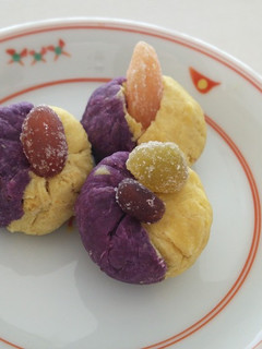 甘納豆とお芋の茶巾 簡単 おせち 和菓子-レシピのメイン写真
