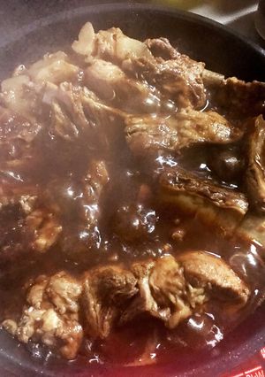 フライパンでゆで豚骨のバーベキュー煮-レシピのメイン写真