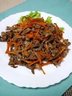 簡単!牛肉と人参のわさび醤油炒め-レシピのメイン写真