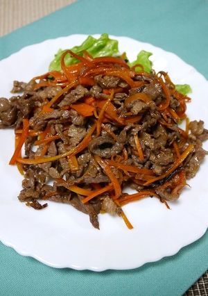 簡単！牛肉と人参のわさび醤油炒め-レシピのメイン写真