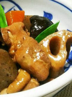 ポリ袋湯煎♥時短味染み筑前煮(煮しめに)-レシピのメイン写真