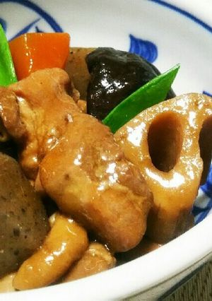 ポリ袋湯煎♥時短味染み筑前煮（煮しめに）-レシピのメイン写真
