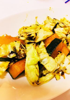 かぼちゃとキャベツのカレー炒め-レシピのメイン写真
