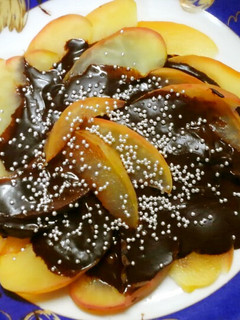 レンジで♬焼きりんごのチョコソースがけ❀-レシピのメイン写真