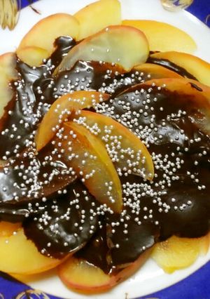 レンジで♬焼きりんごのチョコソースがけ❀-レシピのメイン写真