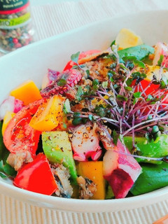 タコと野菜のオートミールサラダボウル-レシピのメイン写真