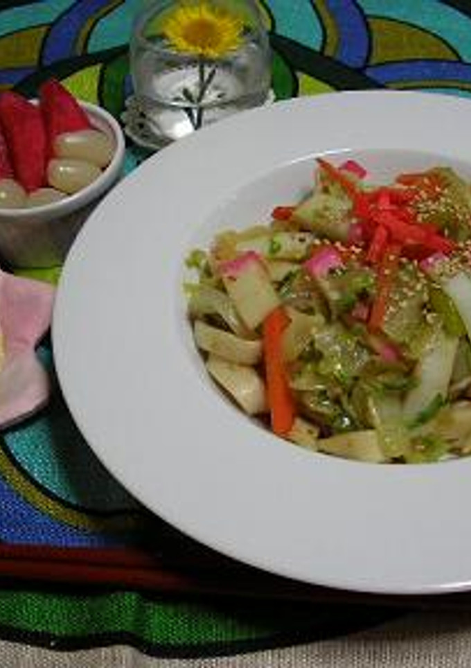 お正月の残りで焼きうどん-レシピのメイン写真