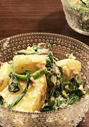 ニラとひき肉のポテトサラダ-レシピのメイン写真