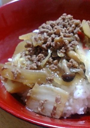 簡単がっつり！挽肉と白菜のどんぶり-レシピのメイン写真
