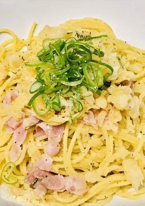 和風☆ネギベーコン＆揚げ玉ペペロンチーノ-レシピのメイン写真