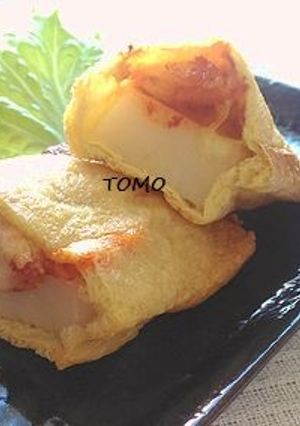 トースターで！油揚げの餅チーズキムチ焼き-レシピのメイン写真