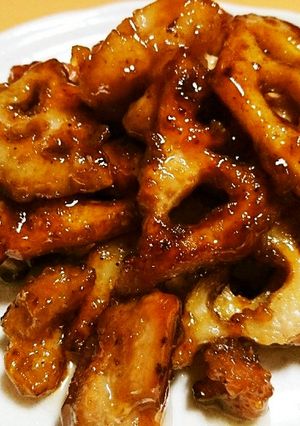 ご飯に合う♪鶏肉とれんこんの黒酢炒め-レシピのメイン写真