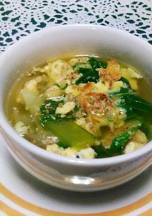 青梗菜と玉葱の卵スープ(おかずにも)-レシピのメイン写真