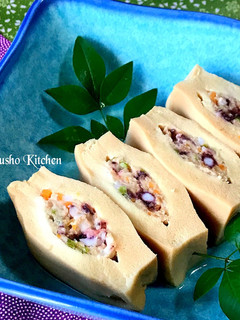 高野豆腐のいかと鶏ミンチの挟み煮-レシピのメイン写真