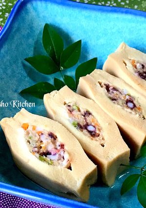 高野豆腐のいかと鶏ミンチの挟み煮-レシピのメイン写真