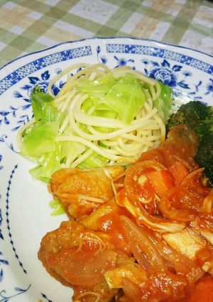 付け合わせ♪キャベツのバタースパゲッティ-レシピのメイン写真