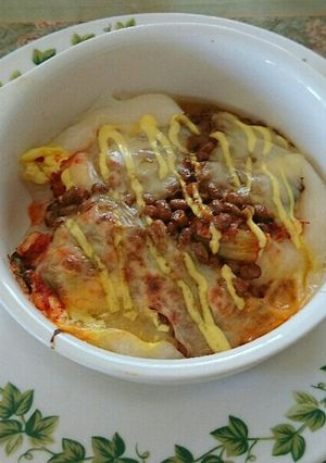 余ったお餅のキムチチーズ納豆焼き。-レシピのメイン写真