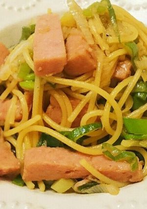 スパムとネギの和風パスタ-レシピのメイン写真