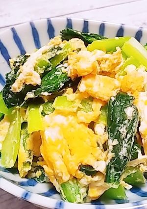 あっさり美味♡小松菜と卵のほんだし炒め-レシピのメイン写真