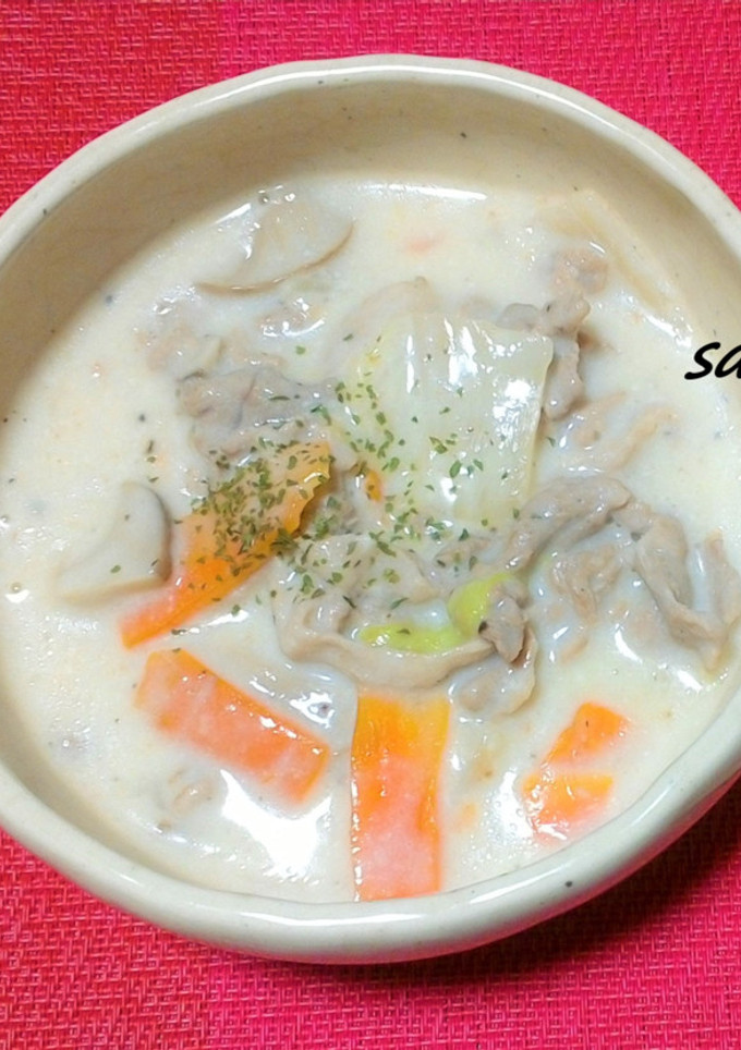ぽかぽか！白菜と豚肉のとろ～りクリーム煮-レシピのメイン写真