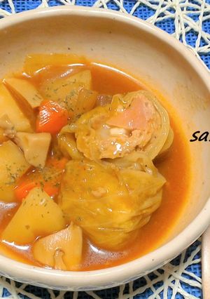 お餅入り!トロっとふんわりロールキャベツ-レシピのメイン写真