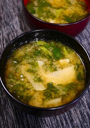 中性脂肪対策！春菊と菊芋のお味噌汁-レシピのメイン写真