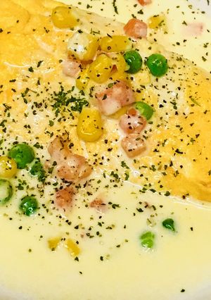 クリーム&バターソース☆プレーンオムレツ-レシピのメイン写真