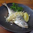 鯵の塩焼き、薬味盛り