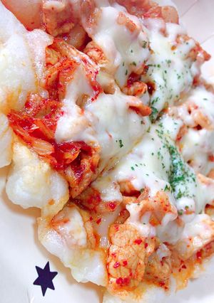 お餅ピザ!豚キムチお餅ピザ♪-レシピのメイン写真