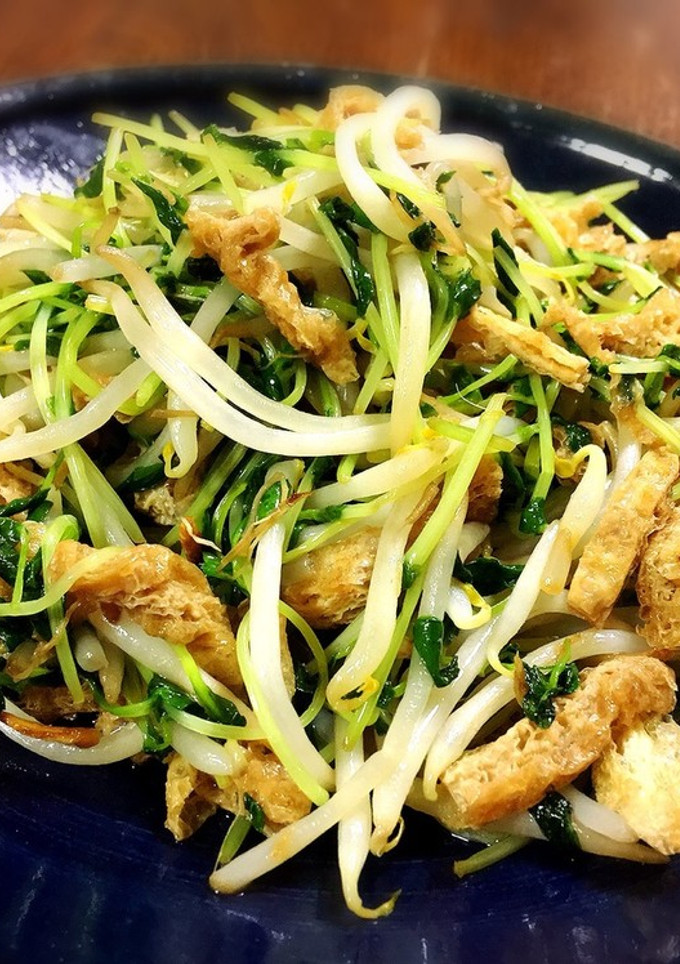 節約！豆苗もやし油揚げのサッと炒め♡-レシピのメイン写真