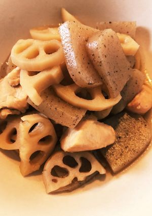 蓮根と鶏肉の生姜煮ver簡単-レシピのメイン写真