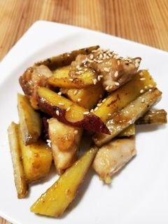 さつまいもとごぼうと鶏肉の甘酢炒め-レシピのメイン写真