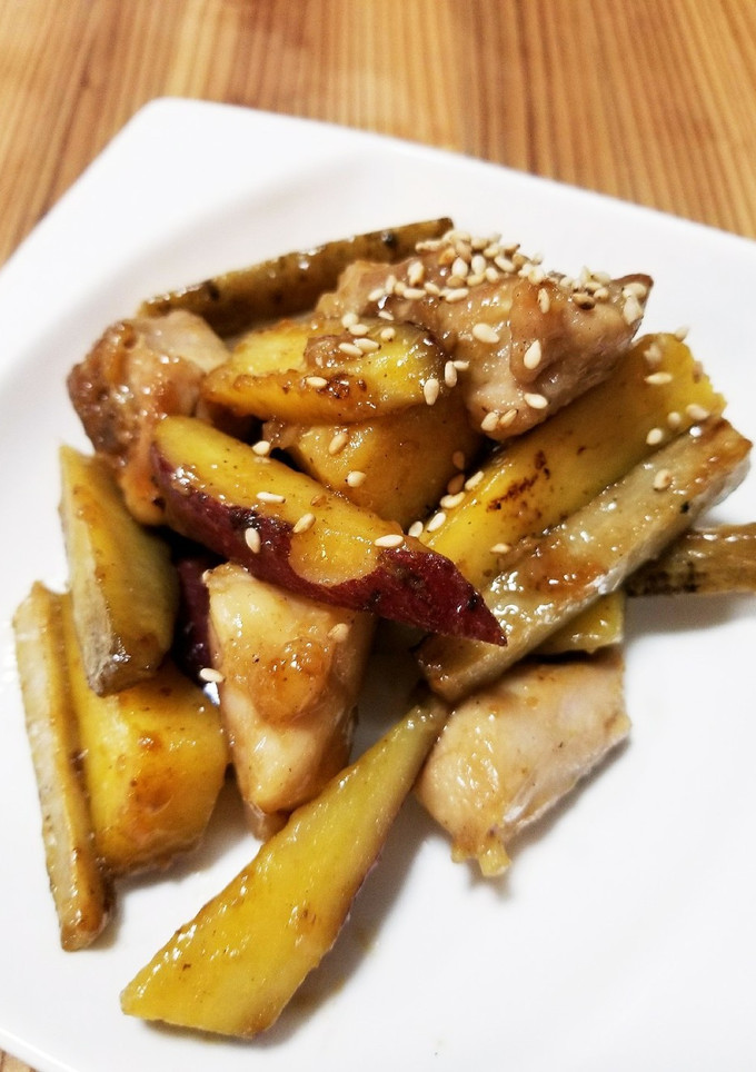 さつまいもとごぼうと鶏肉の甘酢炒め-レシピのメイン写真