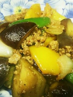 ナス、ピーマンと挽肉の中華風味噌炒め-レシピのメイン写真