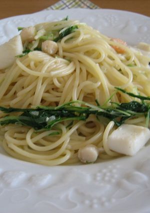 ～。：＊水菜とシーフードのパスタ＊：。～-レシピのメイン写真