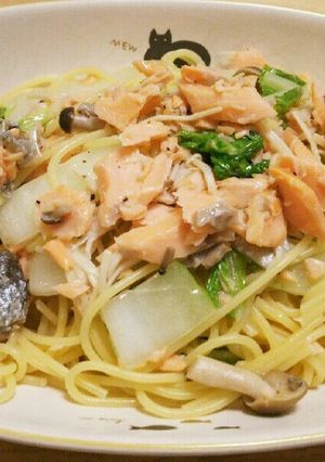鮭と白菜ときのこのクリームパスタ-レシピのメイン写真