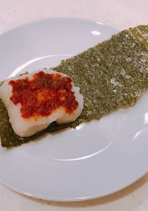 ワサビおかかがちょい辛、切り餅の磯辺巻き-レシピのメイン写真