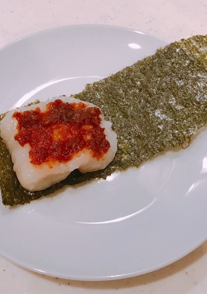 ワサビおかかがちょい辛、切り餅の磯辺巻き-レシピのメイン写真