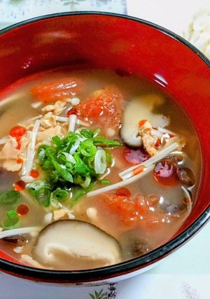 夏簡単昼食!トマト冷やし酸辣湯つけ素麵-レシピのメイン写真