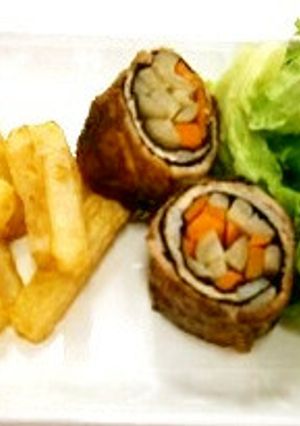 豚肉ののりごぼうまきフライド大根添え-レシピのメイン写真