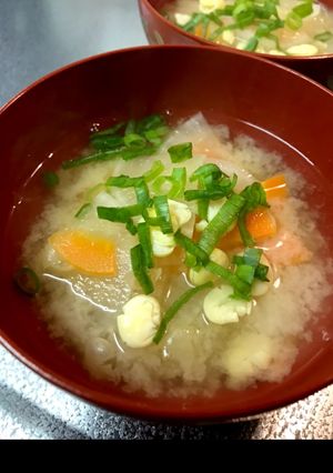 打ち豆入り大根と人参の味噌汁-レシピのメイン写真